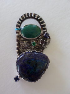 1753 Sterling, Lapis, Sapphire, Emerald Pendant