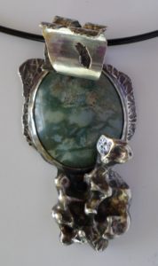 1776 Patinated Sterling, Agate Pendant