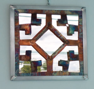 311 Copper Geometric Mirrored Wall Decor